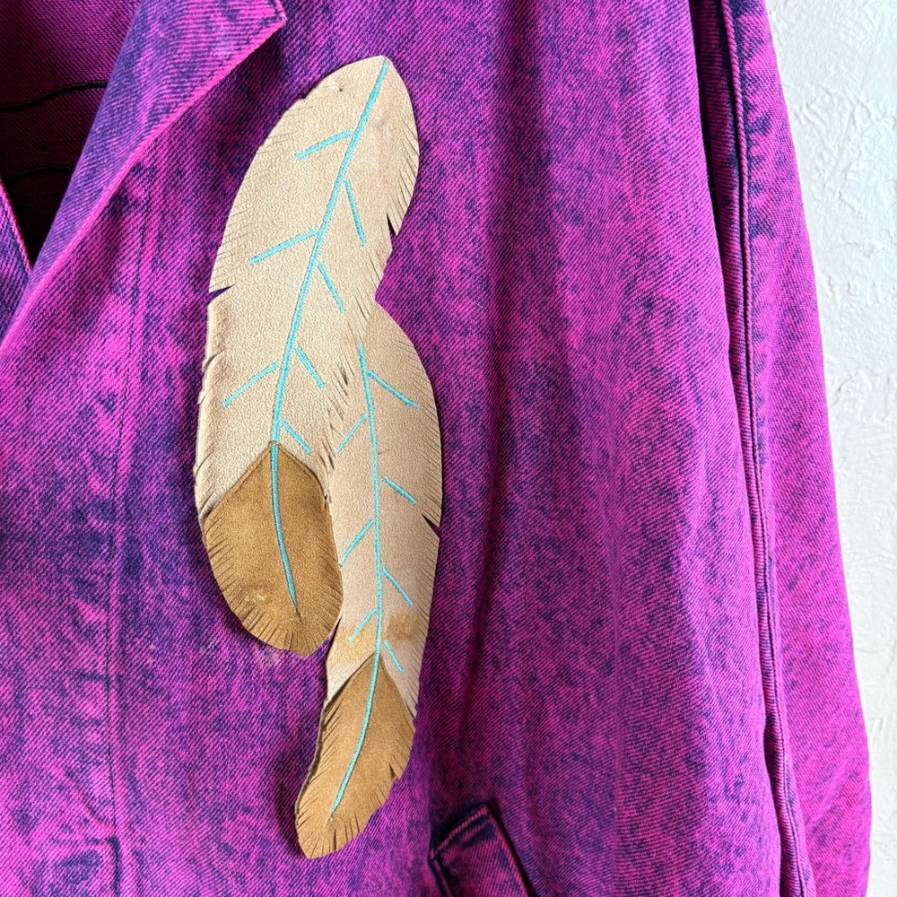 Denim Jean Jacket Pink Stonewashed Southwest Pueblo Taos Margaret Wasson Medium - Picture 9 of 13
